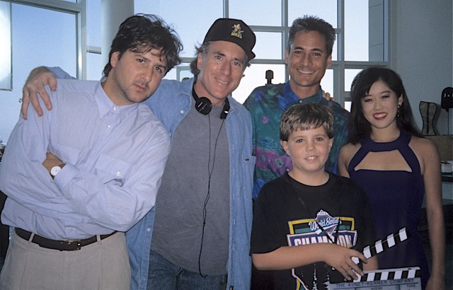 The adults, from left to right (Mighty Ducks creator Steve Brill, D2 director Sam Weisman, Greg Louganis, Kristi Yamaguchi) 