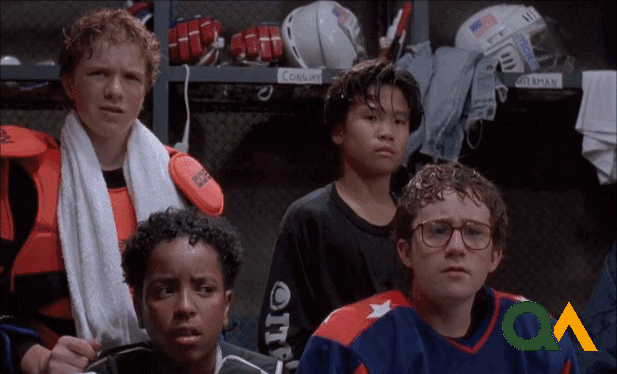 Mighty Ducks Ken Wu, Les Averman, Guy Germaine and Jesse Hall disgusted